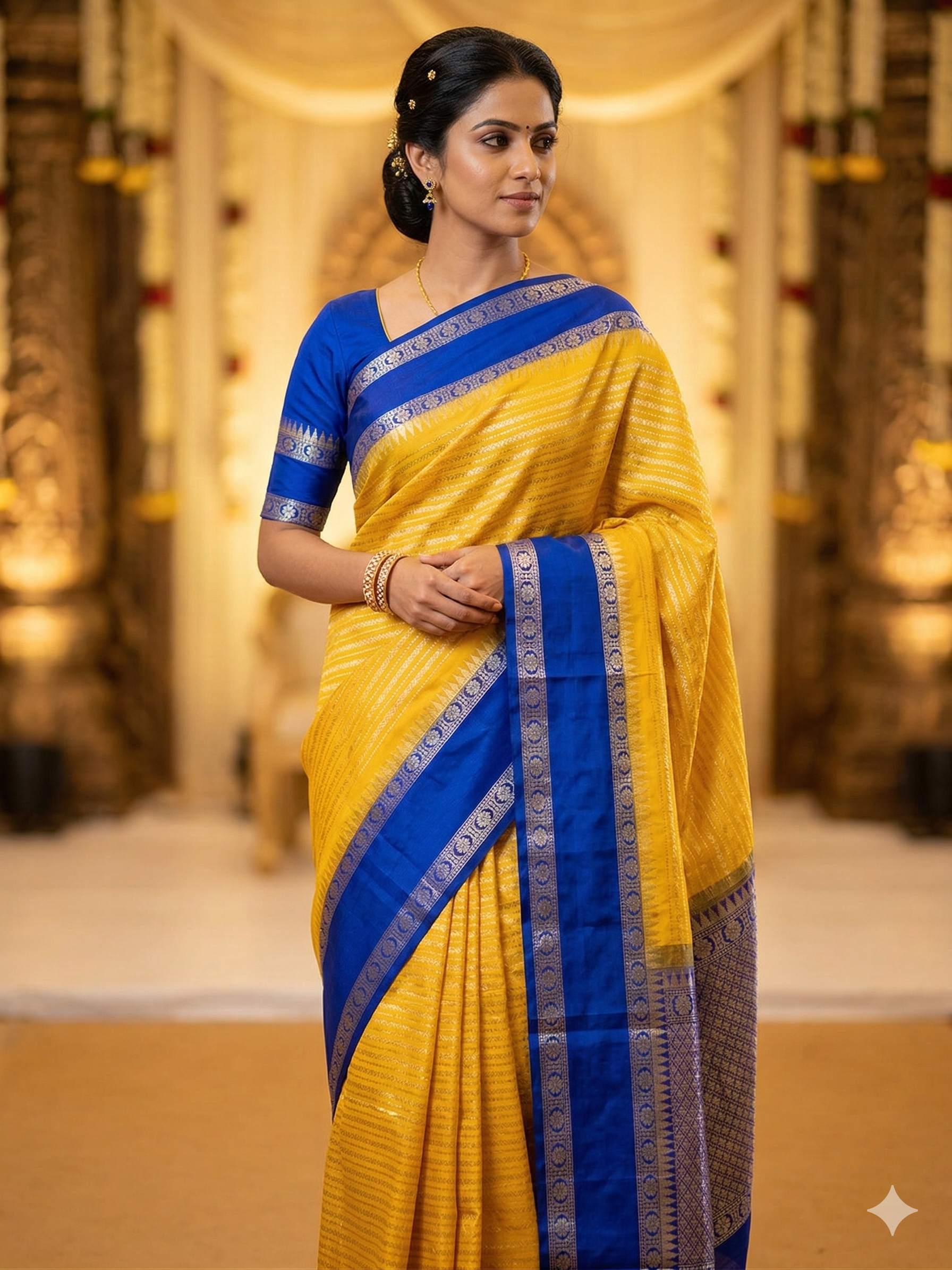 Yellow Banarasi Saree Alna Apparels
