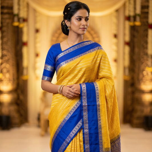 Yellow Banarasi Saree Alna Apparels