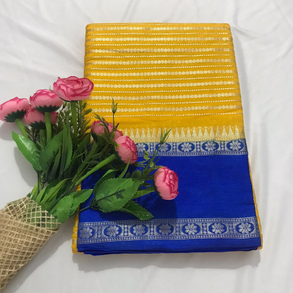 Yellow Banarasi Saree - Alna Apparels