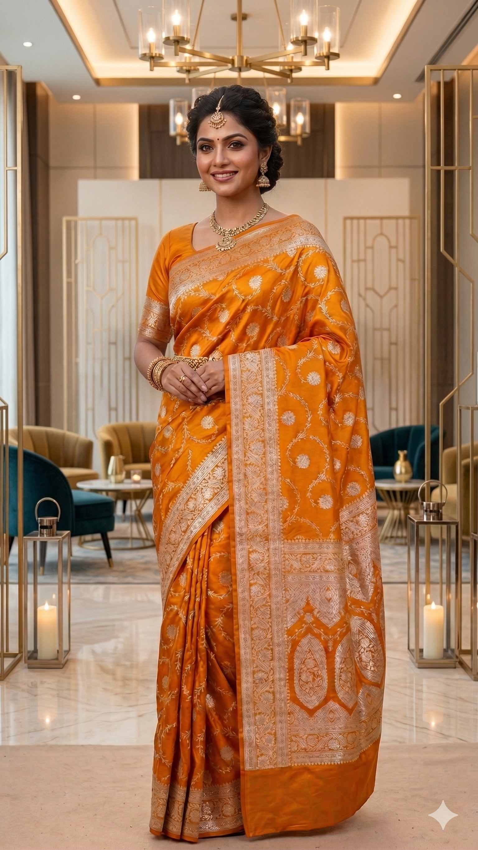 Yellow Color Banarasi Mashru Silk Saree Alna Apparels