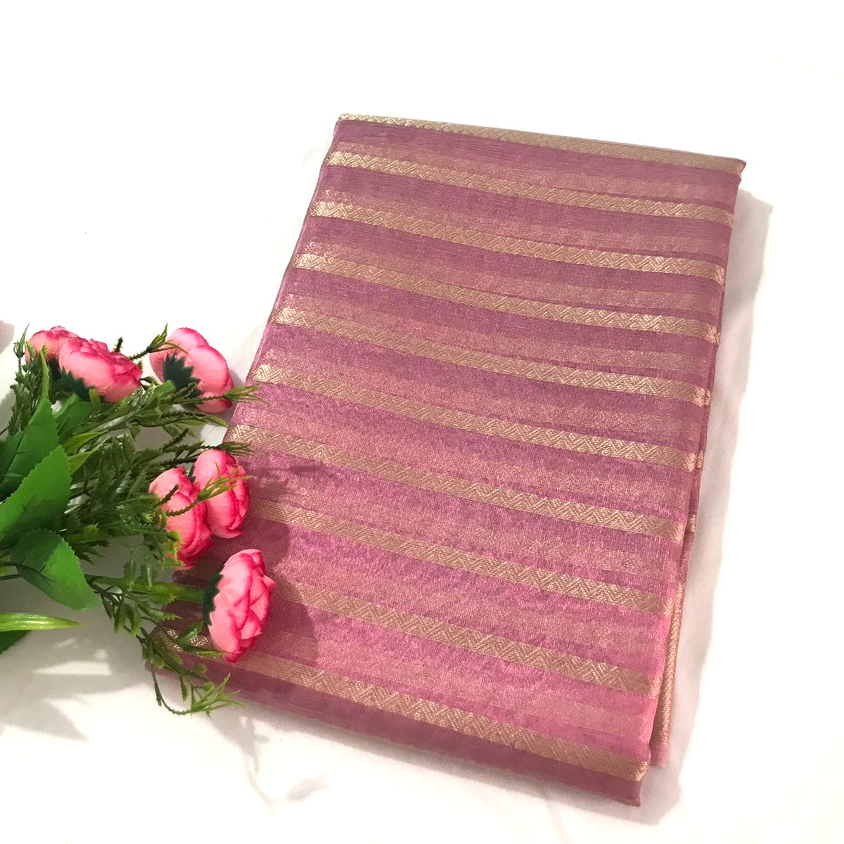 Pink Banarasi Organza Silk Saree - Alna Apparels