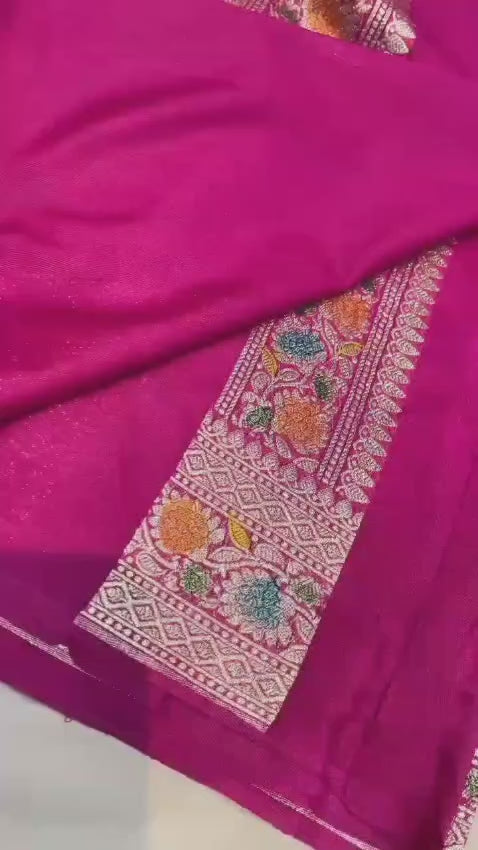 Rose Banarasi Khaddi Georgette Silk Saree