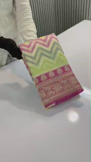 Multicolor Banarsi  Semi Khaddi Georgette with Zig Zag Design