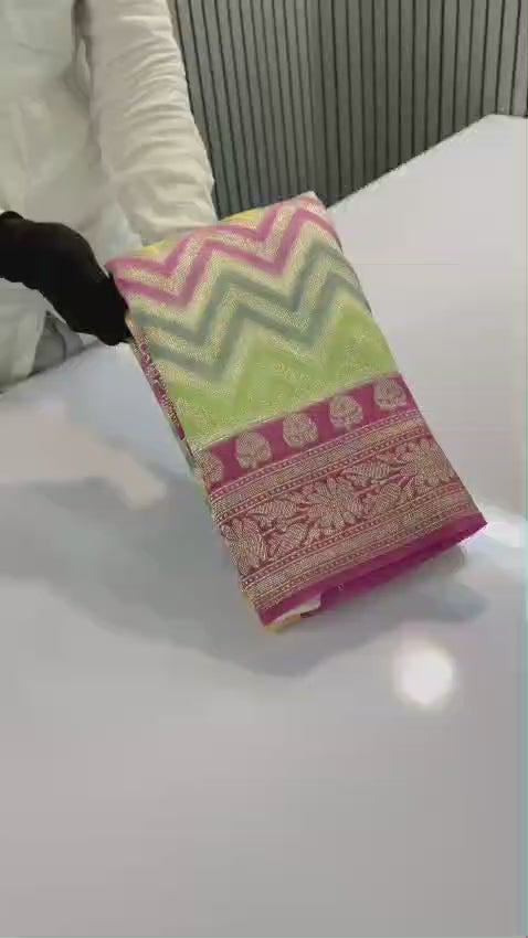 Multicolor Banarsi  Semi Khaddi Georgette with Zig Zag Design