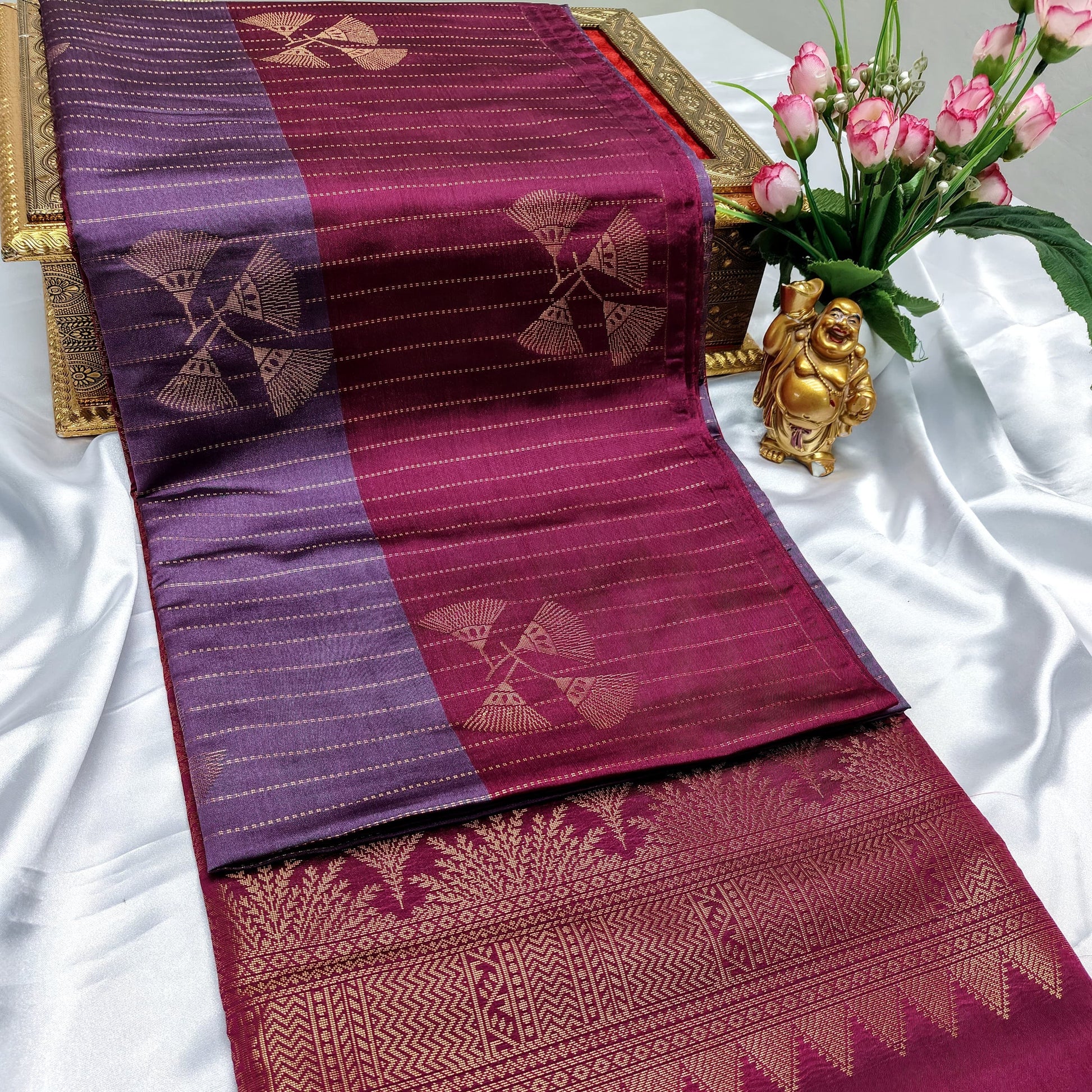 Lavender Color Kanchivaram Silk Saree Alna Apparels